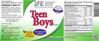 Photo of the MNP Michael's Naturopathic Programs Teen Boys Caps Daily Multi Vitamin label