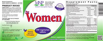 Photo of the MNP Michael's Naturopathic Programs For Women Daily Multi Vitamin label