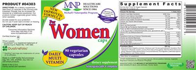 Photo of the MNP Michael's Naturopathic Programs For Women Caps Daily Multi Vitamin label