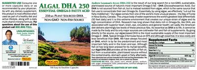 Photo of the ProCaps Laboratories Algal DHA 250 label