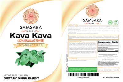 Photo of the Samsara Herbs Kava Kava label