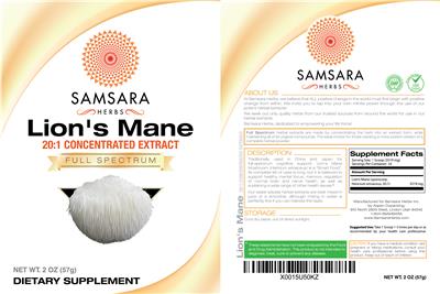 Photo of the Samsara Herbs Lion's Mane label
