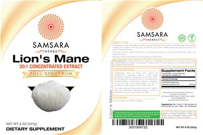 Photo of the Samsara Herbs Lion's Mane label