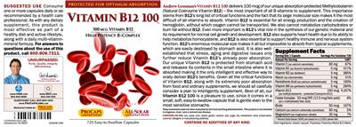 Photo of the ProCaps Laboratories Vitamin B12 100 label