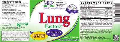 Photo of the MNP Michael's Naturopathic Programs Lung Factors label