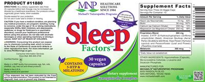Photo of the MNP Michael's Naturopathic Programs Sleep Factors label