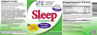 Photo of the MNP Michael's Naturopathic Programs Sleep Factors label