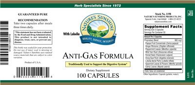 Photo of the Nature's Sunshine Anti-Gas Formula label