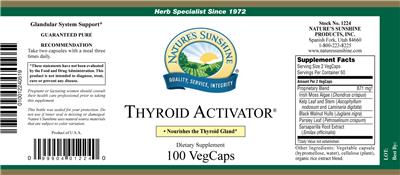 Photo of the Nature's Sunshine Thyroid Activator label
