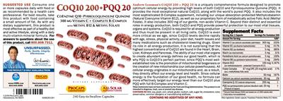Photo of the ProCaps Laboratories CoQ10 200 + PQQ 20 label