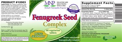 Photo of the MNP Michael's Naturopathic Programs Fenugreek Seed Complex label