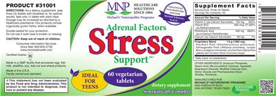 Photo of the MNP Michael's Naturopathic Programs Adrenal Factors Stress Support label