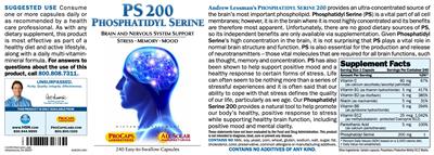 Photo of the ProCaps Laboratories PS 200 Phosphatidyl Serine label