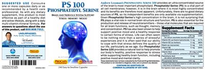 Photo of the ProCaps Laboratories PS 100 Phosphatidyl Serine label