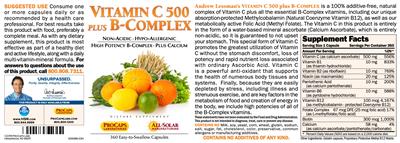 Photo of the ProCaps Laboratories Vitamin C 500 Plus B-Complex label