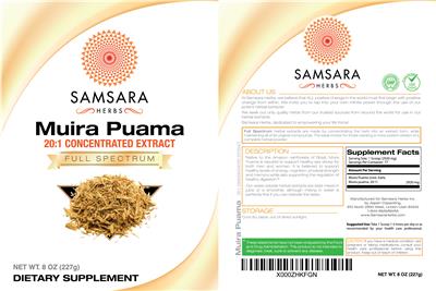 Photo of the Samsara Herbs Muira Puama label