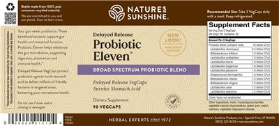 Photo of the Nature's Sunshine Delayed Release Probiotic Eleven label