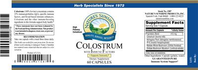 Photo of the Nature's Sunshine Colostrum label
