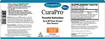 Photo of the EuroMedica CuraPro 750 mg label