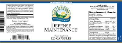 Photo of the Nature's Sunshine Defense Maintenance label
