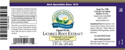 Photo of the Nature's Sunshine Liquid Herbs Licorice Root Extract label
