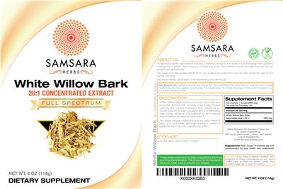 Photo of the Samsara Herbs White Willow Bark label