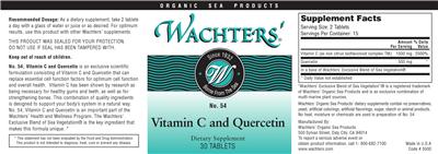 Photo of the Wachters' No. 54 Vitamin C And Quercetin label