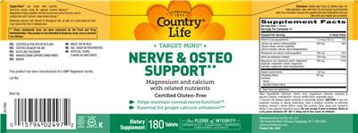 Photo of the Country Life Target-Mins Nerve & Osteo Support label
