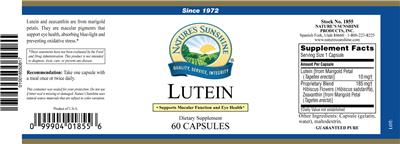 Photo of the Nature's Sunshine Lutein label