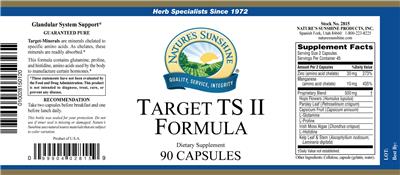 Photo of the Nature's Sunshine Target TS II Formula label