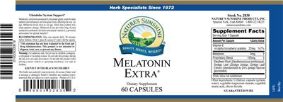 Photo of the Nature's Sunshine Melatonin Extra label