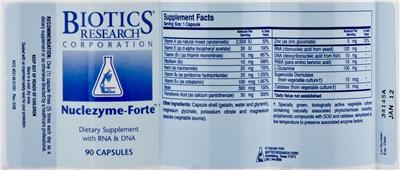 Photo of the Biotics Research Corporation Nuclezyme-Forte label