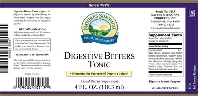 Photo of the Nature's Sunshine Digestive Bitters Tonic label