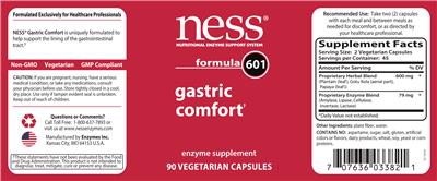 Photo of the NESS Nutritional Enzyme Support System Formula 601 Gastric Comfort label