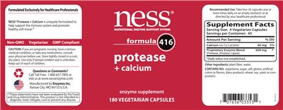 Photo of the NESS Nutritional Enzyme Support System Formula 416 Protease + Calcium label