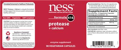 Photo of the NESS Nutritional Enzyme Support System Formula 416 Protease + Calcium label