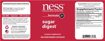 Photo of the NESS Nutritional Enzyme Support System Formula 21 Sugar Digest label