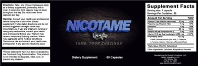 Photo of the Defiant Innovations Nicotame label