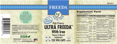 Photo of the Freeda High Potency Ultra Freeda with Iron label