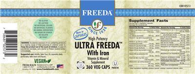 Photo of the Freeda High Potency Ultra Freeda with Iron label