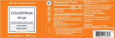 Photo of the The Vitamin Shoppe Colostrum label