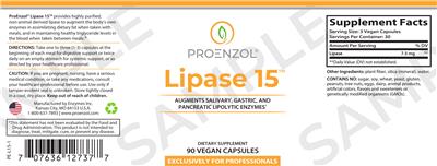 Photo of the ProEnzol Lipase 15 label