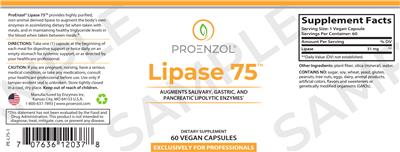 Photo of the ProEnzol Lipase 75 label