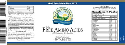 Photo of the Nature's Sunshine Daily Free Amino Acids with Magnesium & L-Carnitine label