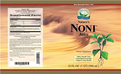 Photo of the Nature's Sunshine Nature's Noni Juice label