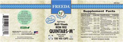 Photo of the Freeda Iron Free Quintabs-M label