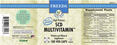 Photo of the Freeda SCD Multivitamin label