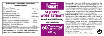 Photo of the SuperSmart St John's Wort Extract 300 mg label