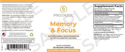 Photo of the ProEnzol Memory & Focus label