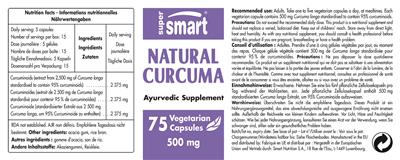 Photo of the SuperSmart Natural Curcuma 500 mg label